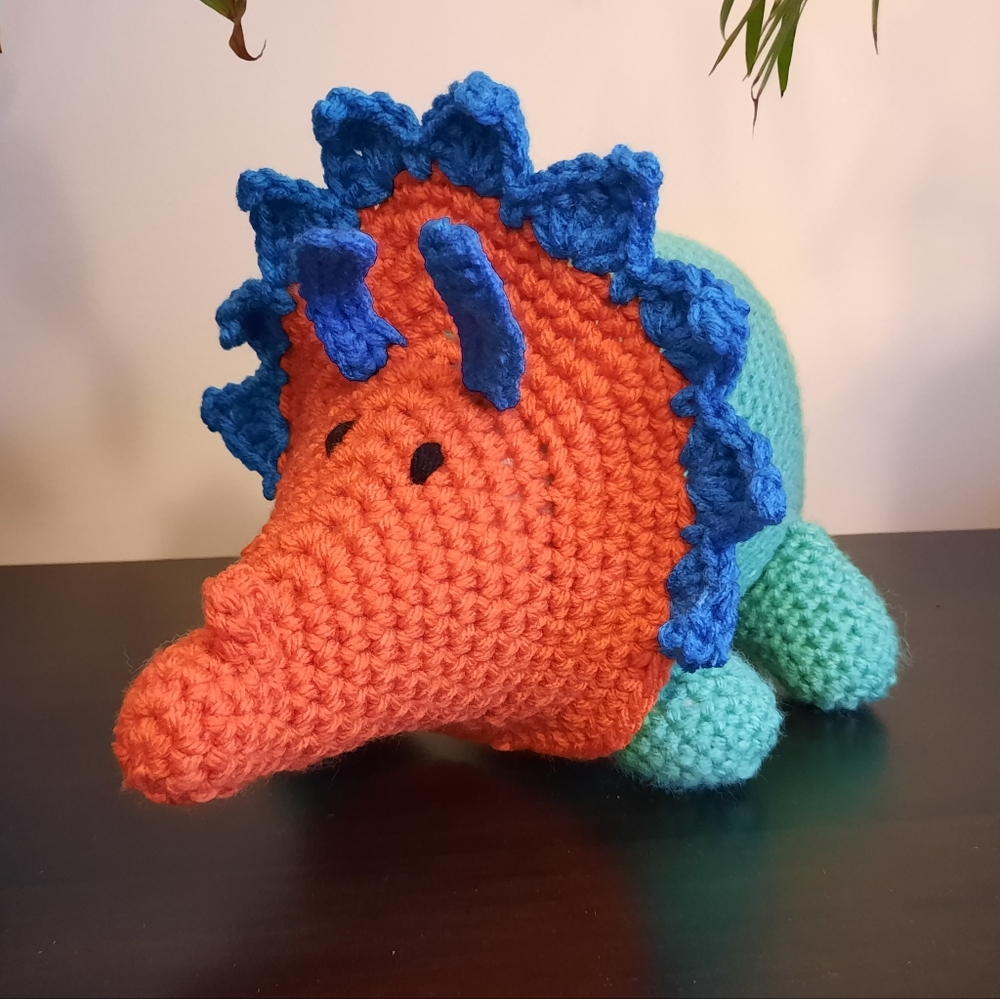 Handmade Crochet Triceratops Dinosaur Plush Toy Amigurumi